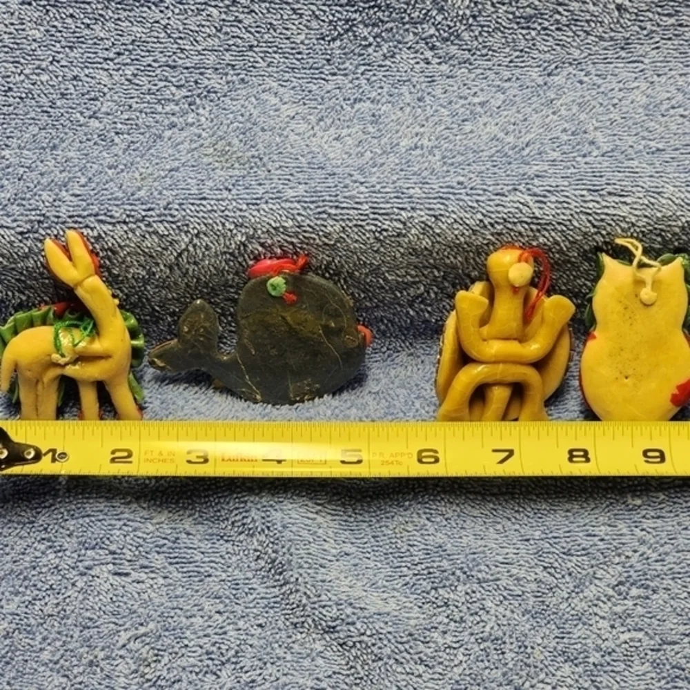Vintage Ecuador Dough Ornaments Llama‎ Whale Turtle Owl Lot of 4